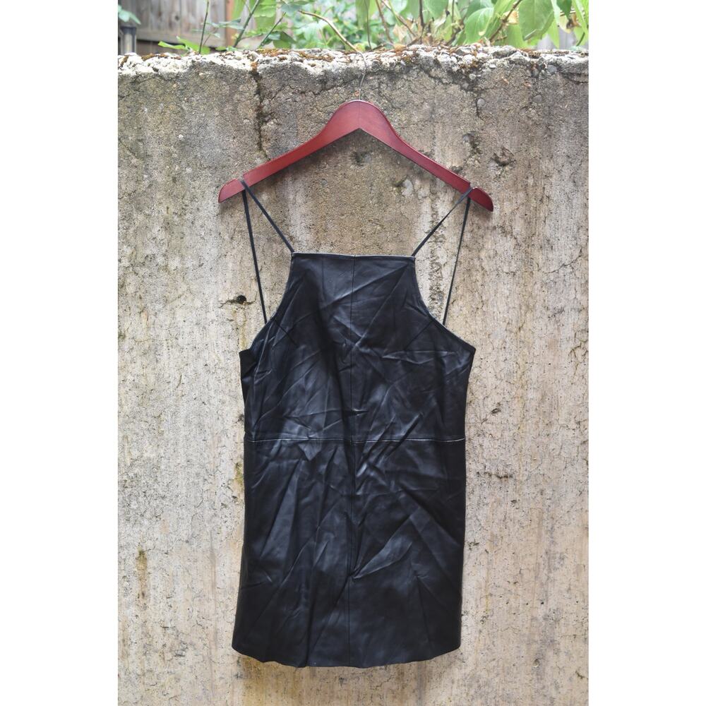 Urban Outfitters Black Faux Leather Mini Dress – Size S
